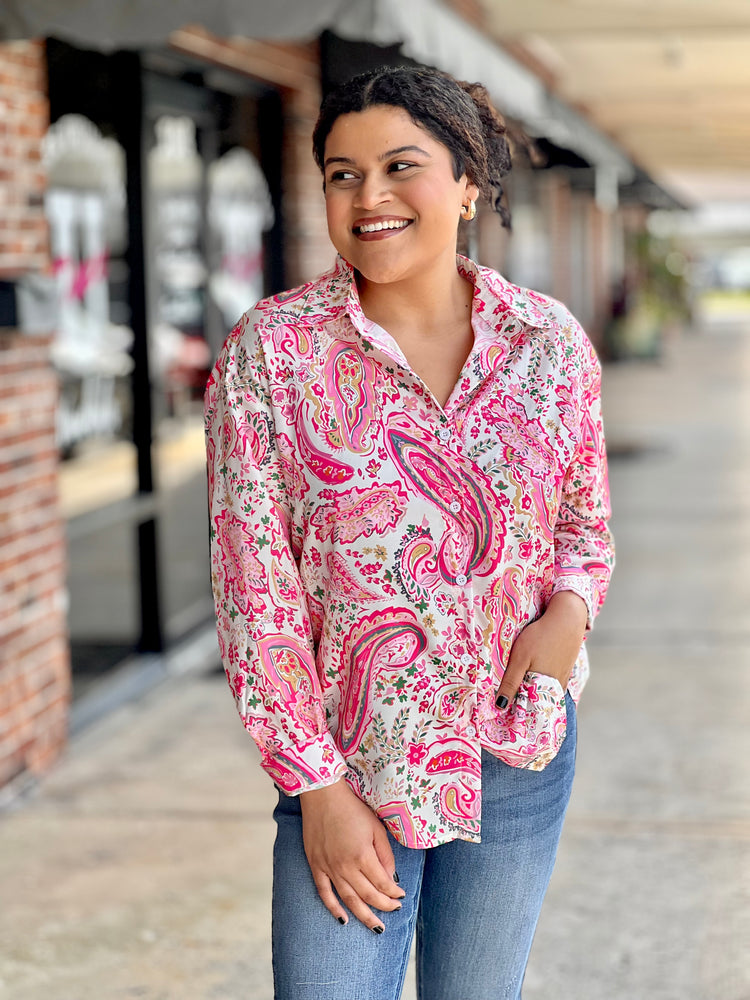 Paisley Button Down Top