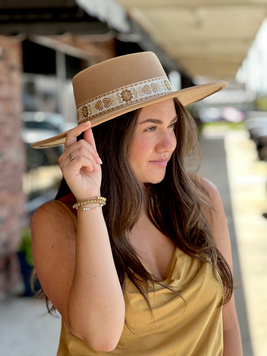 Tan Fedora Wide Brim Hat Made For You Wide Brim Hat (Tan) – Southern Alternative main image 3