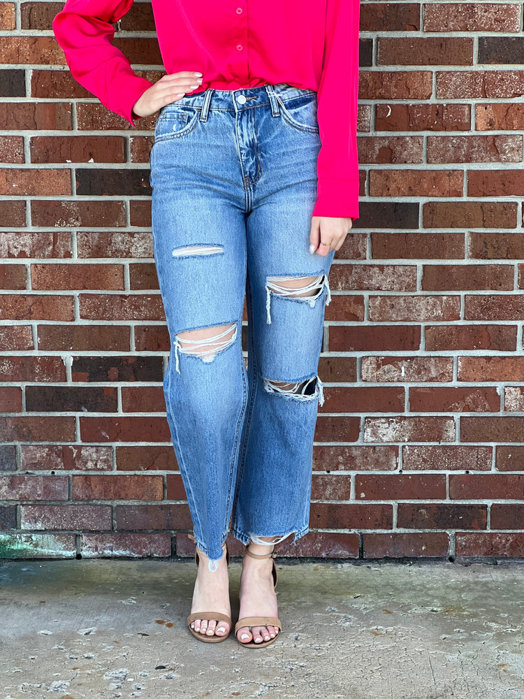 Penny High Rise Relaxed Straight Cropped Jeans