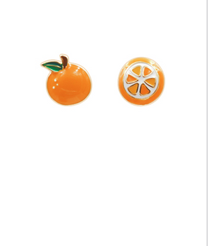 Orange Fruit Enamel Earrings