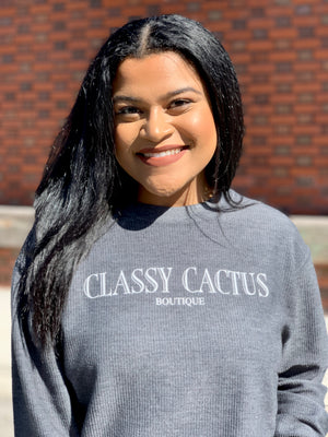 Classy Cactus Corded Sweatshirt