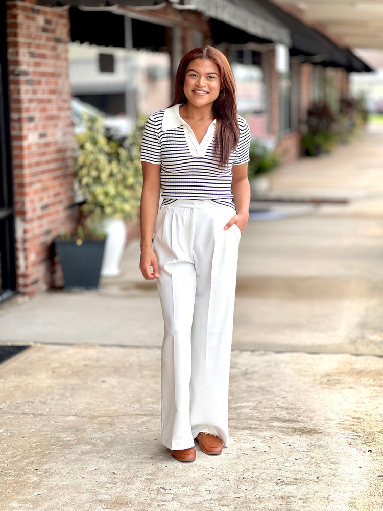 Polar Breeze Stripe Sweater Knit Top