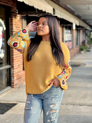 Mustard Crochet Sweater
