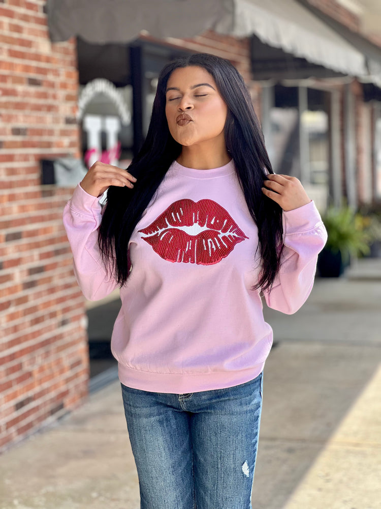 
            
                Load image into Gallery viewer, Lips Sequin Patch Sweatshirt
            
        