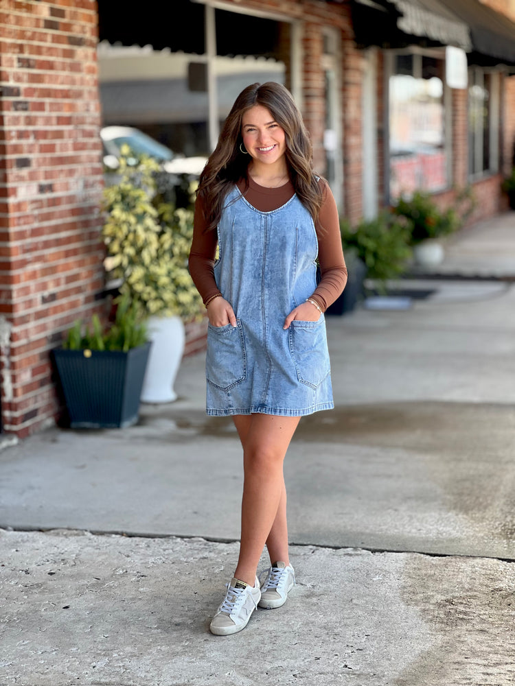Denim Wash Overall Dress