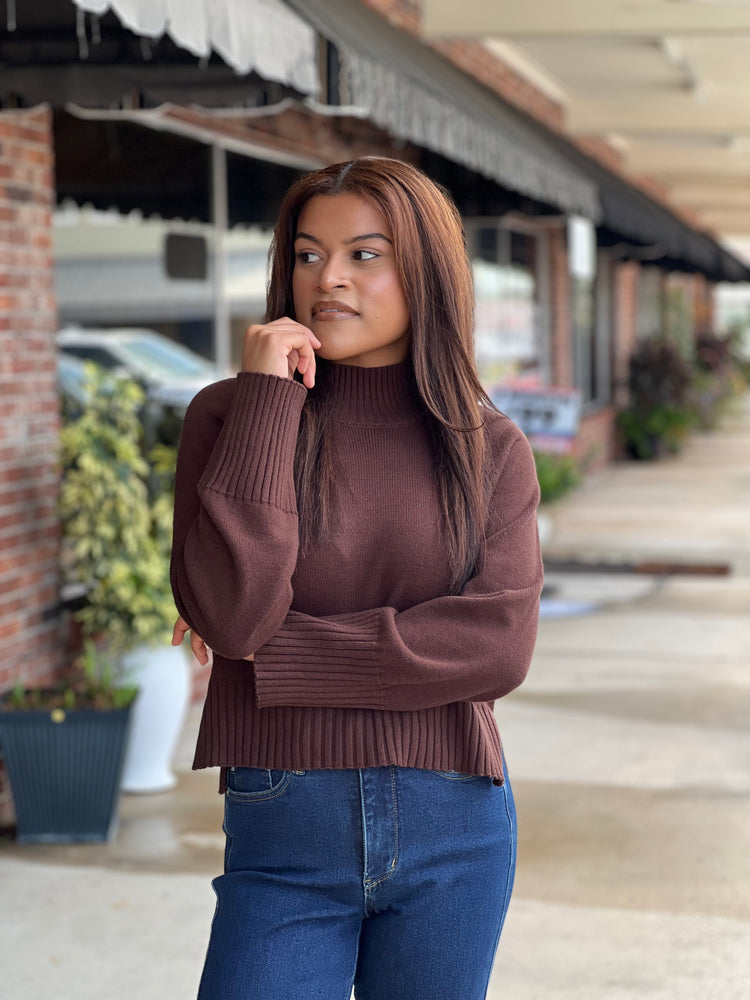 Maple Latte Mock Neck Sweater