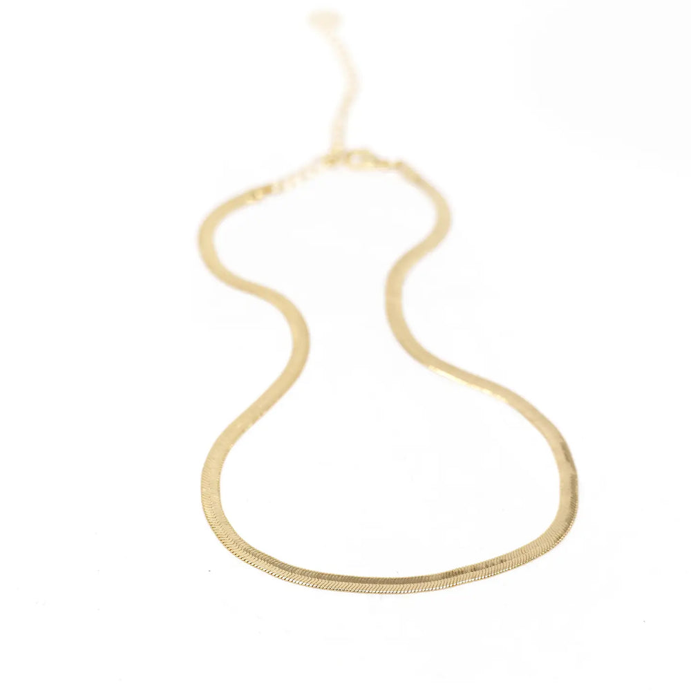 Skinny Herringbone Necklace (Gold Plated)