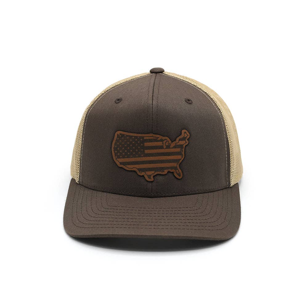 USA Country Flag Leather Patch Hat