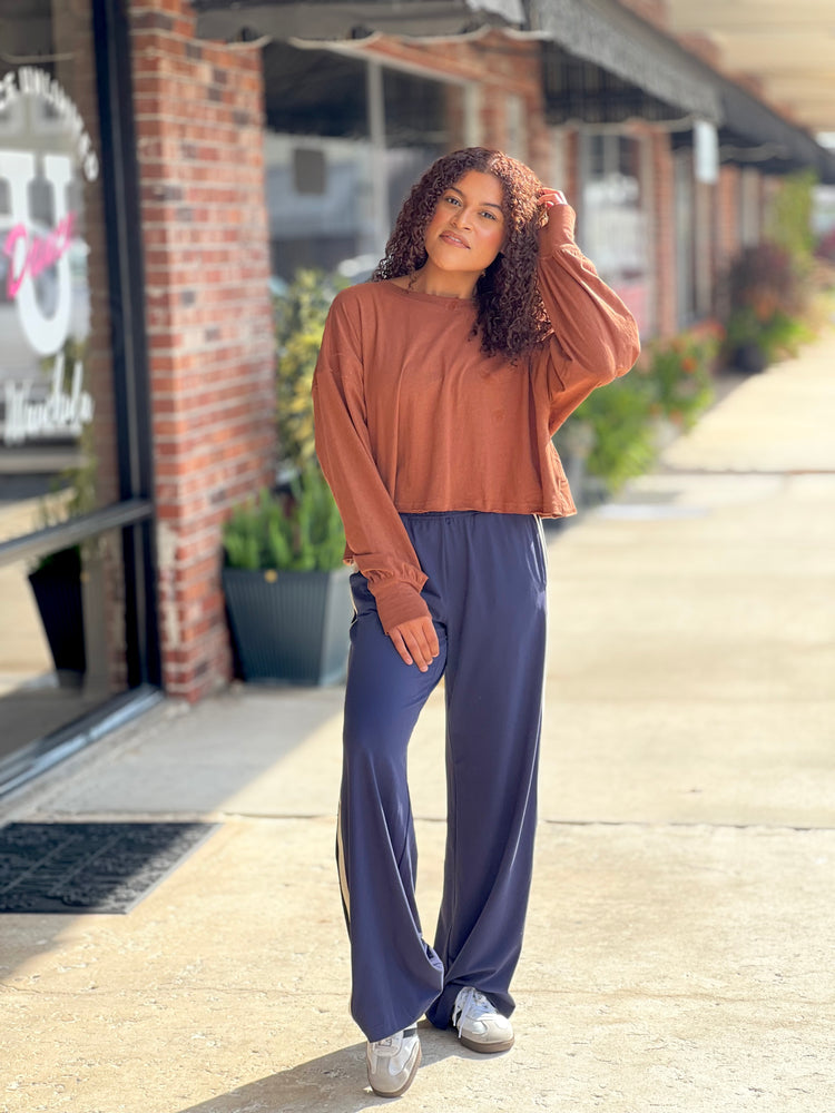 Autumn Open Back Long Sleeve Top