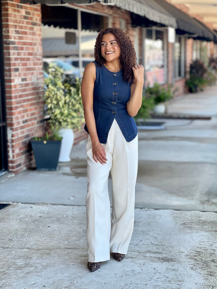 Back To Business Ivory High Waist Dress Pants