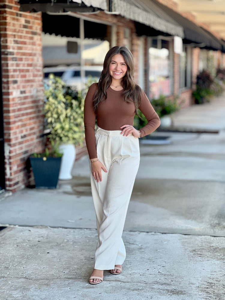 Back To Business Ivory High Waist Dress Pants