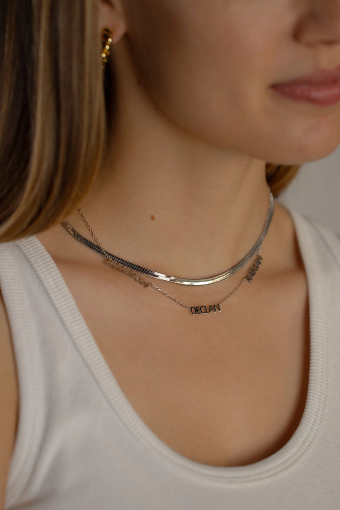 Skinny Herringbone Necklace (Gold Plated)