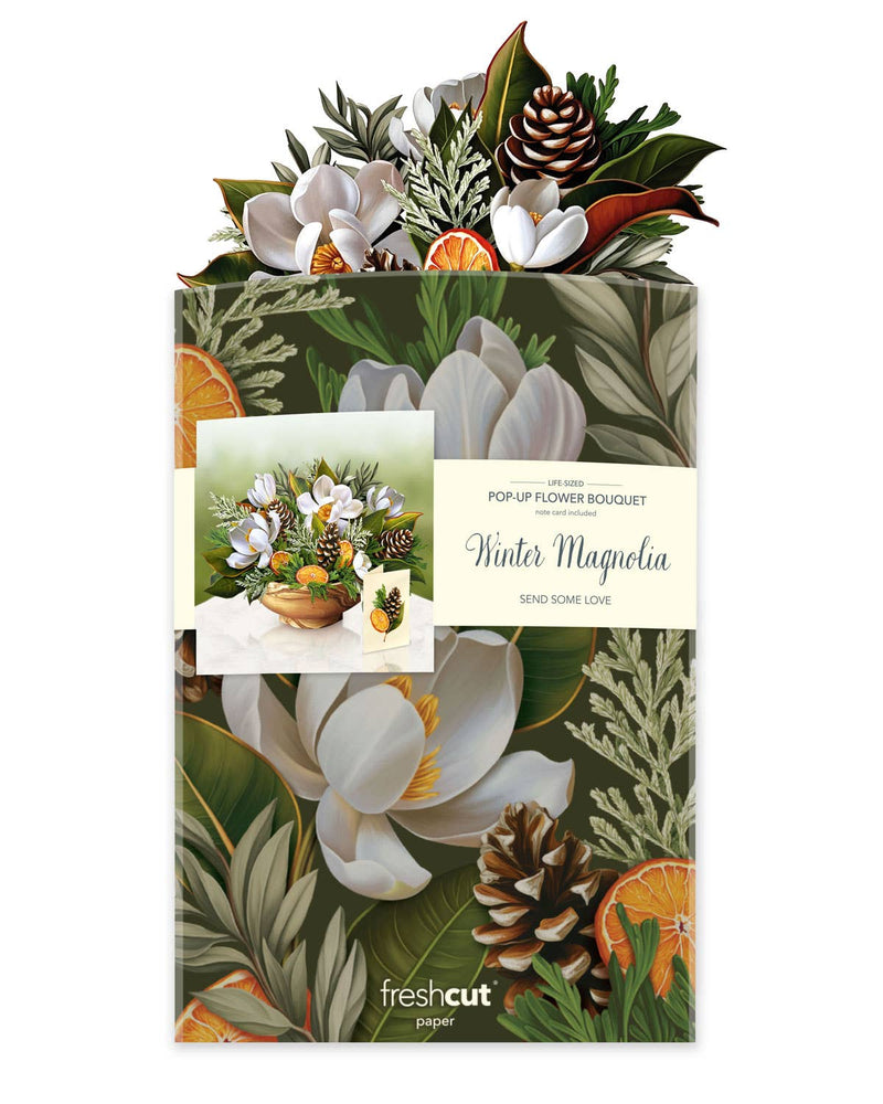 Fresh Cut Paper - Winter Magnolia Pop Up Card