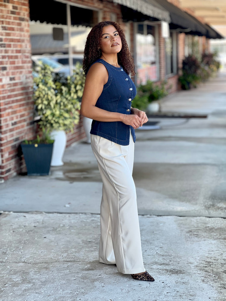 Back To Business Ivory High Waist Dress Pants