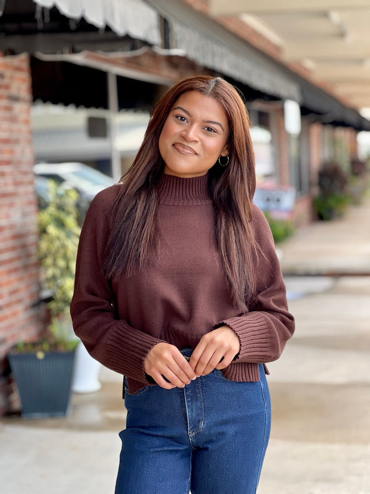 Maple Latte Mock Neck Sweater