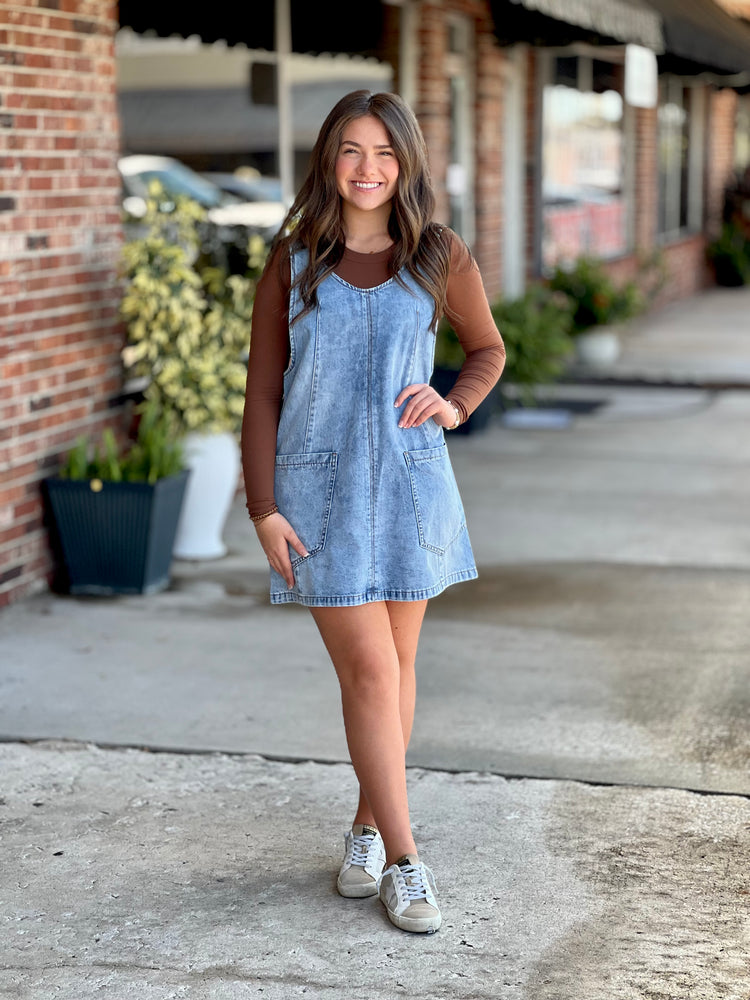 Denim Wash Overall Dress