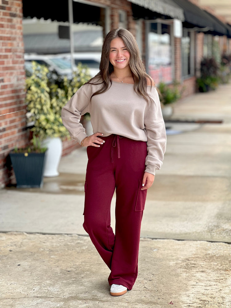 Burgundy Cargo Sweatpants