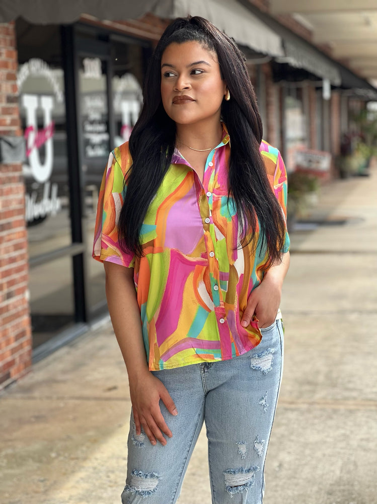 Colorful Printed Woven Top
