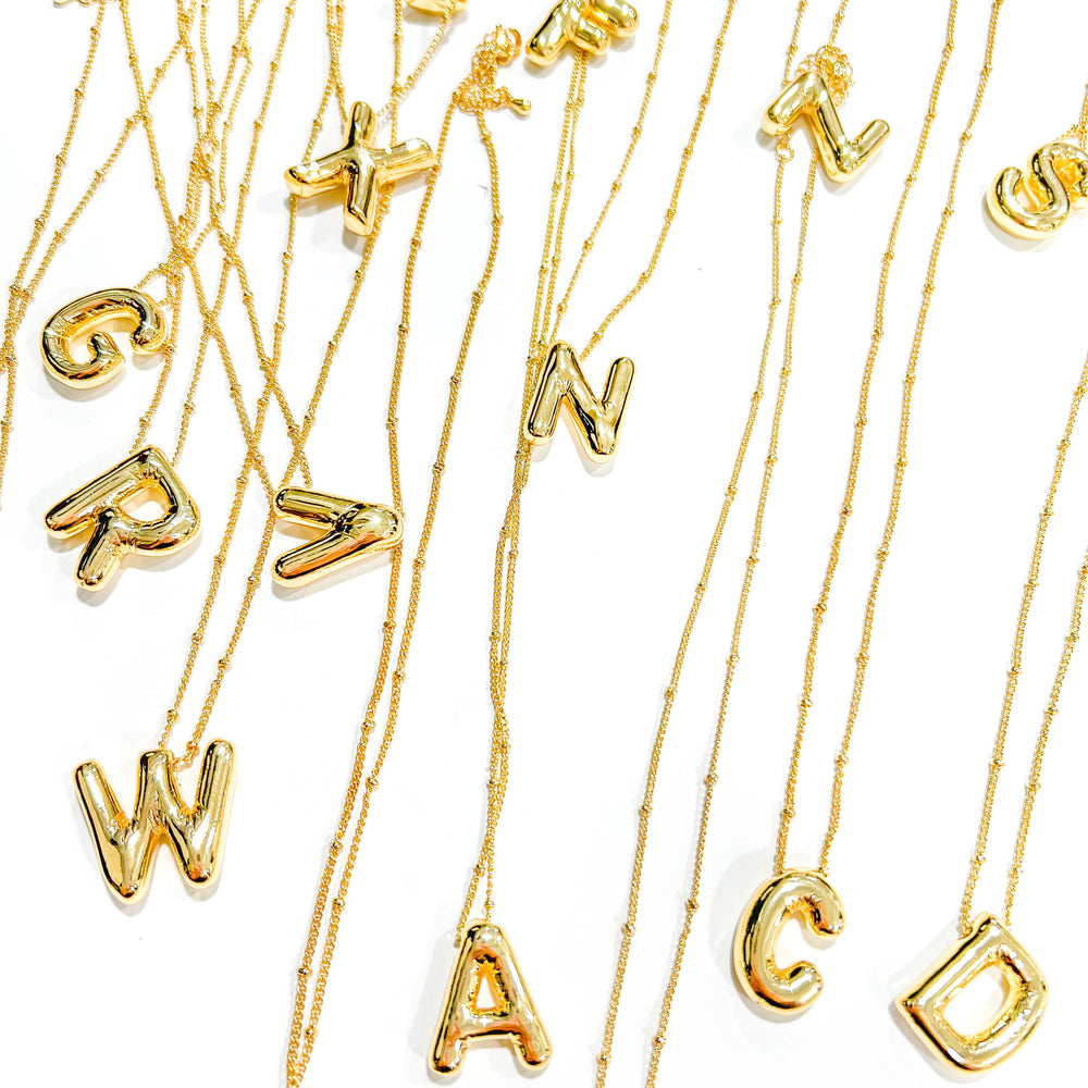 Initial Balloon Bubble Gold Plated Necklace