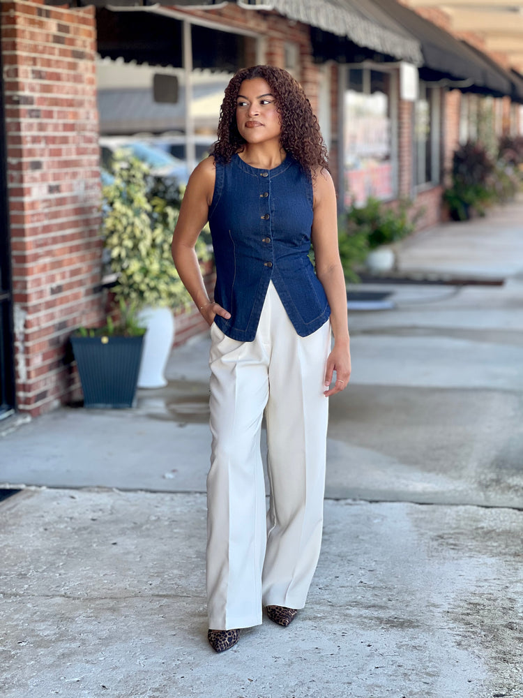 Back To Business Ivory High Waist Dress Pants