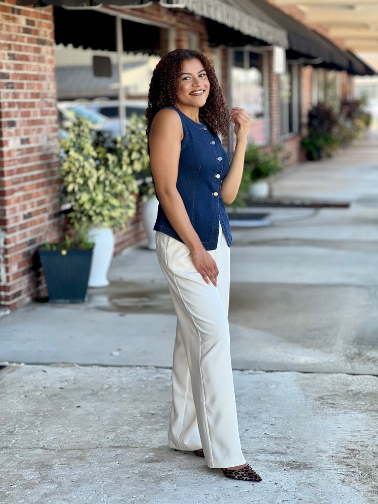 Back To Business Ivory High Waist Dress Pants