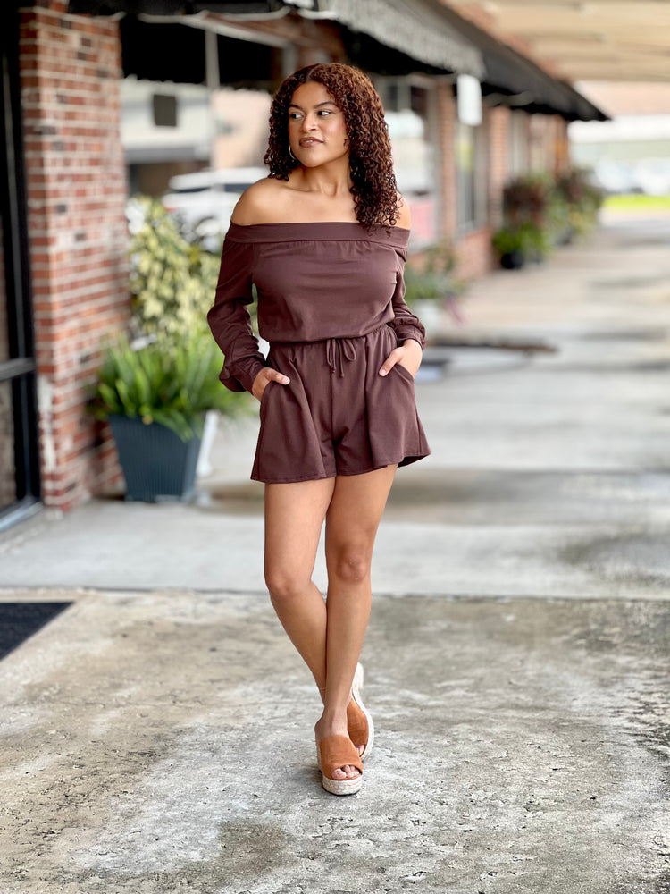 Long Sleeve Chocolate Romper