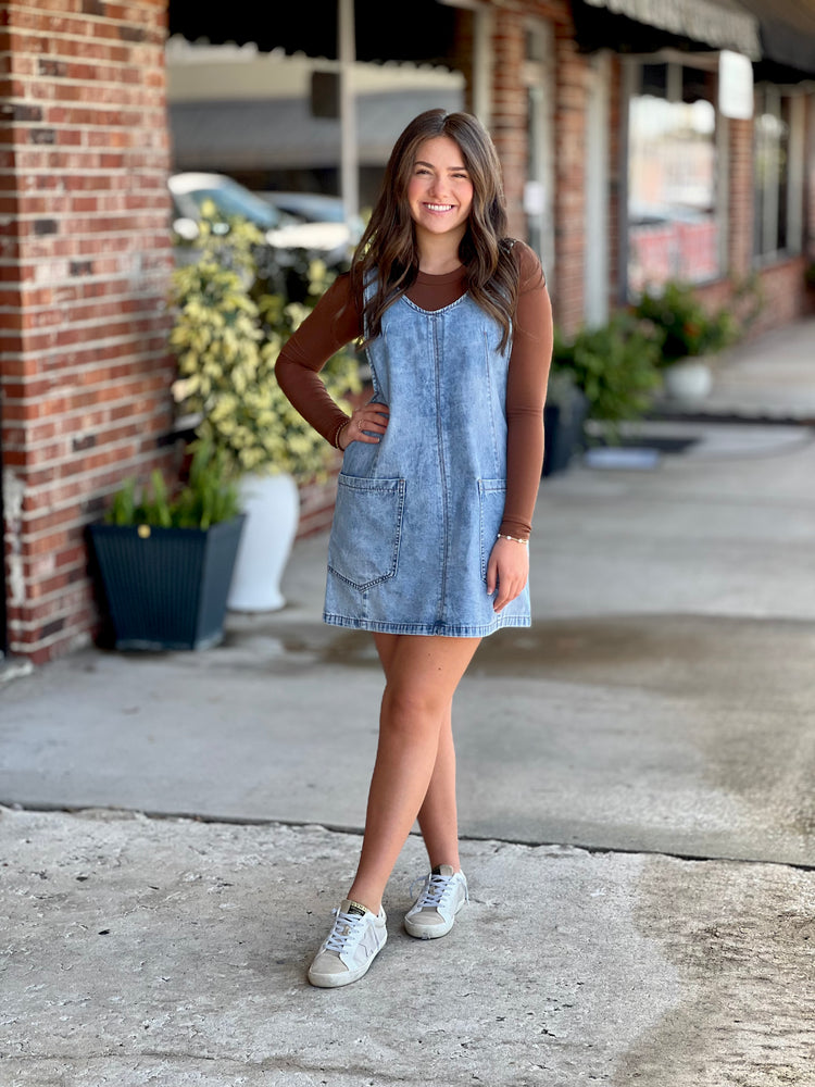 Denim Wash Overall Dress