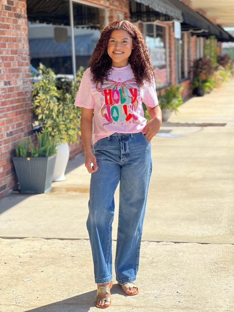 Holly Jolly Colorful Bow Graphic Tee