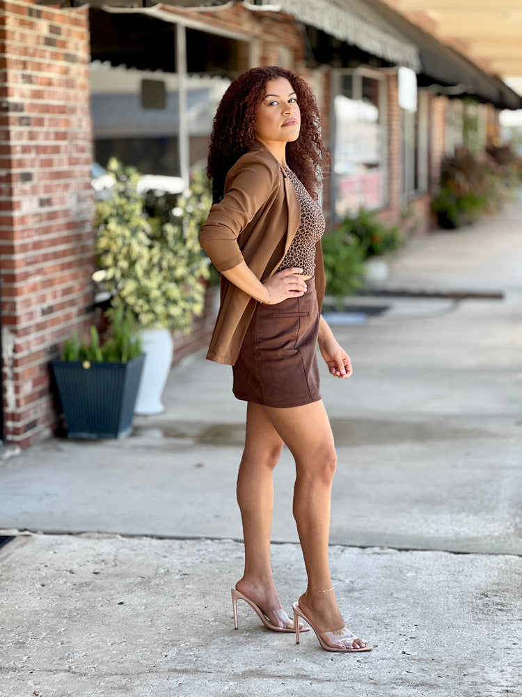 Chocolate Suede Mini Skirt