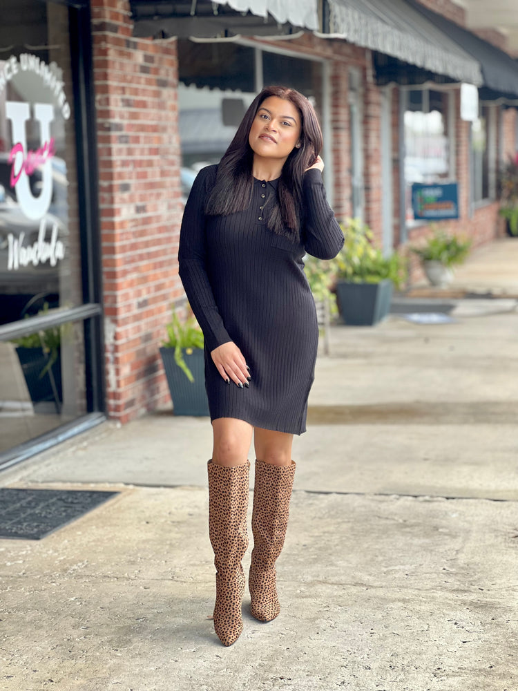 Ribbed Knit Polo Mini Dress Ribbed Knit Polo Mini Dress
