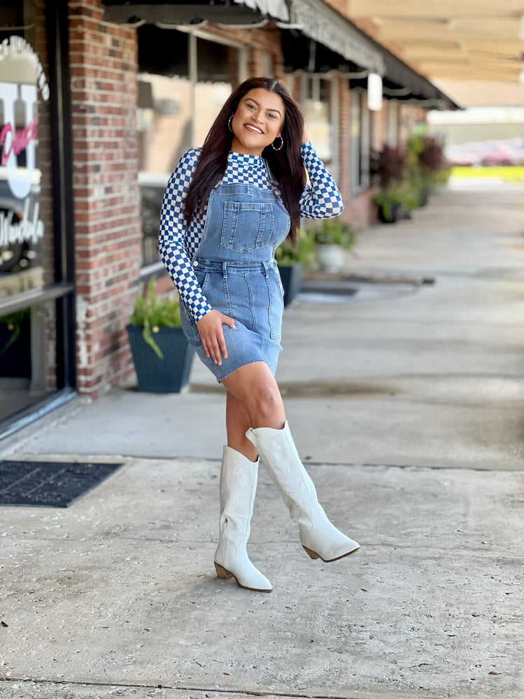 High Waisted Raw Hem Overalls – The Classy Cactus - Main Image