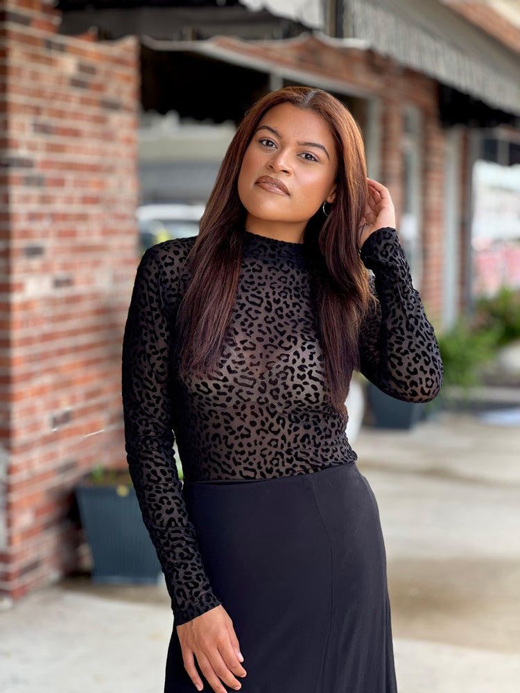 Leopard Print Mesh Top