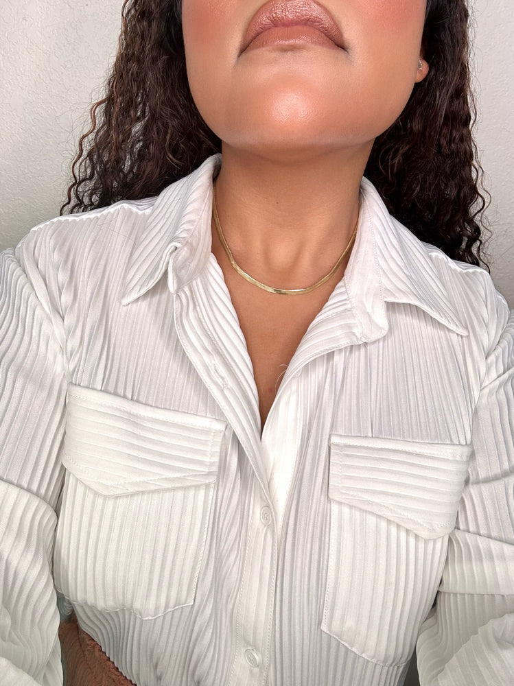 Skinny Herringbone Necklace (Gold Plated)