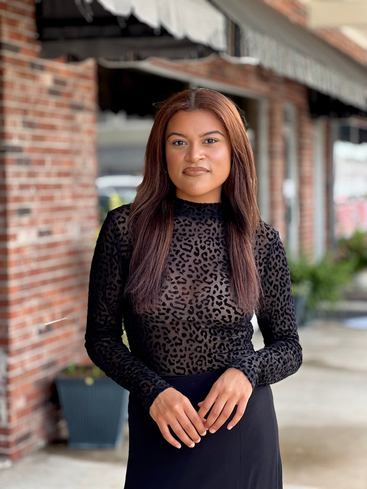 Leopard Print Mesh Top