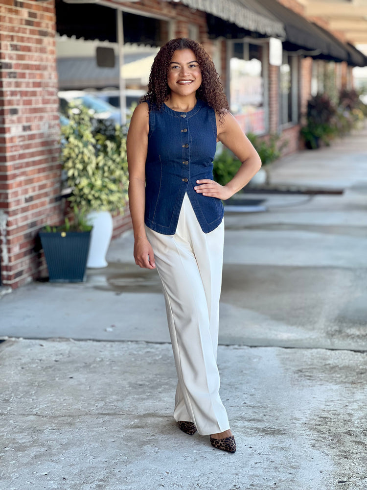 Back To Business Ivory High Waist Dress Pants