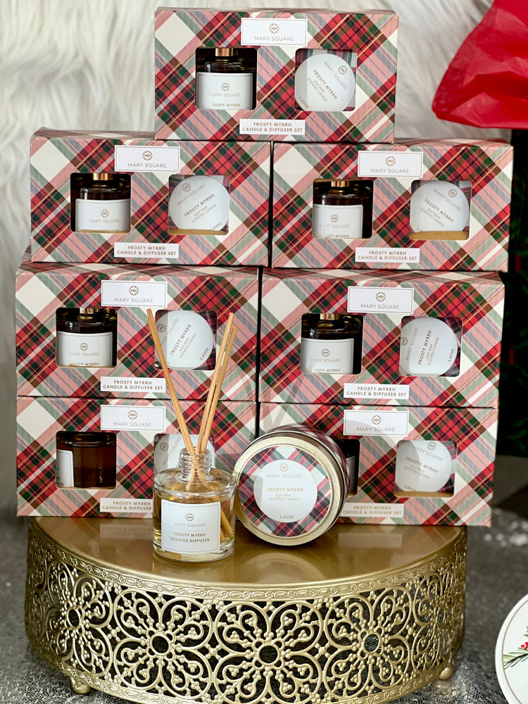 Frosty Myrrh Candle Reed Diffuser Set