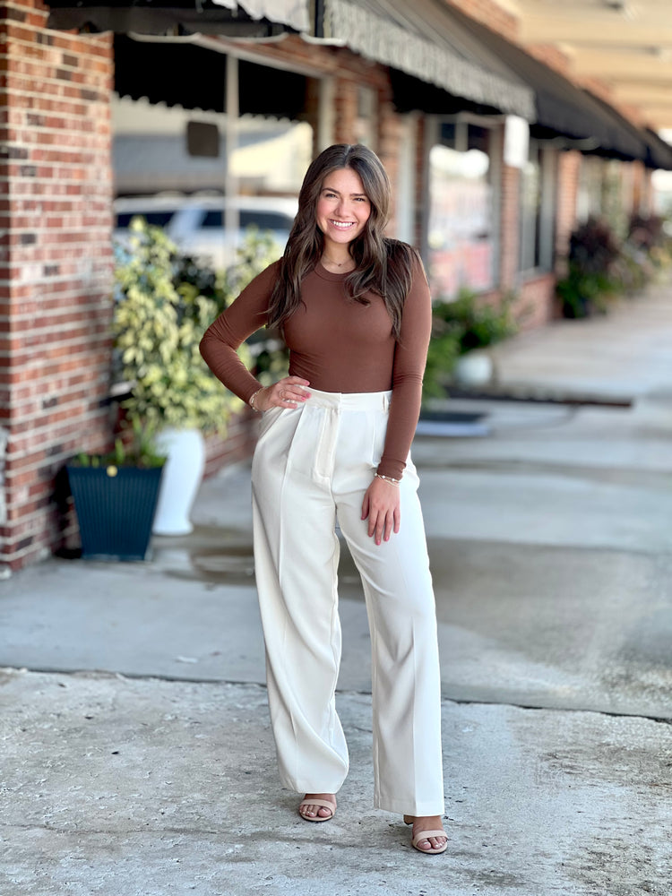 Back To Business Ivory High Waist Dress Pants