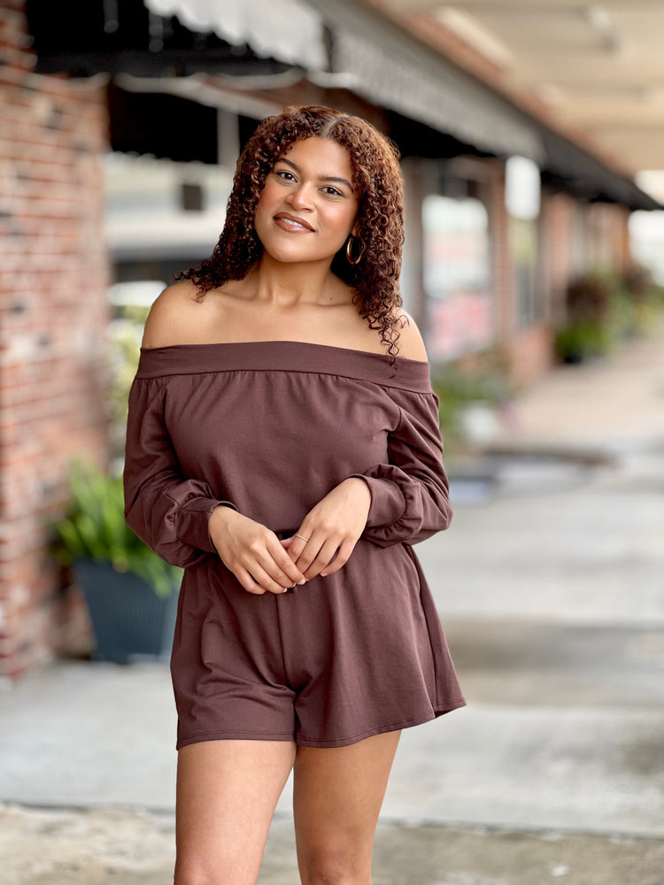 Long Sleeve Chocolate Romper