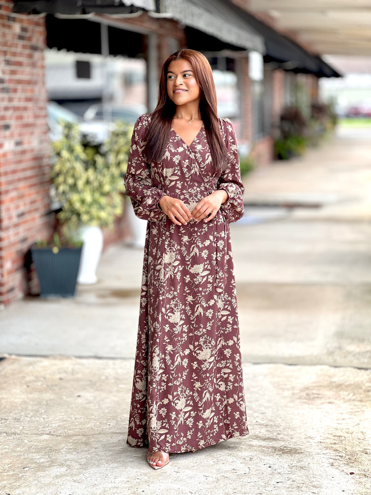 Chestnut Floral Print Maxi Dress