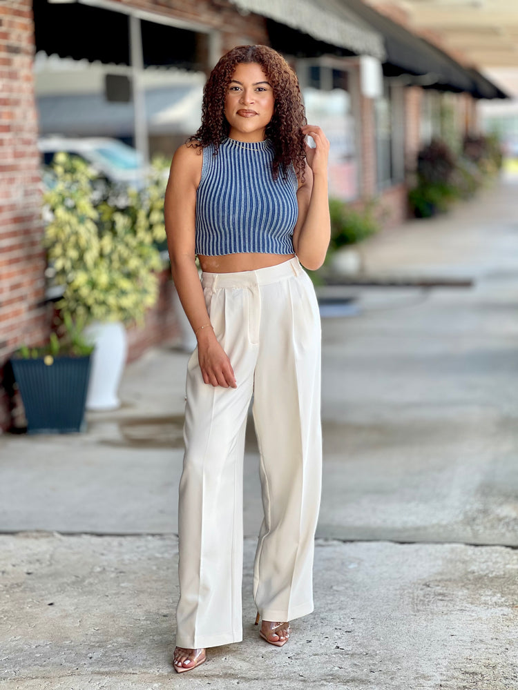 Back To Business Ivory High Waist Dress Pants