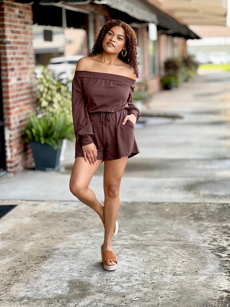 Long Sleeve Chocolate Romper
