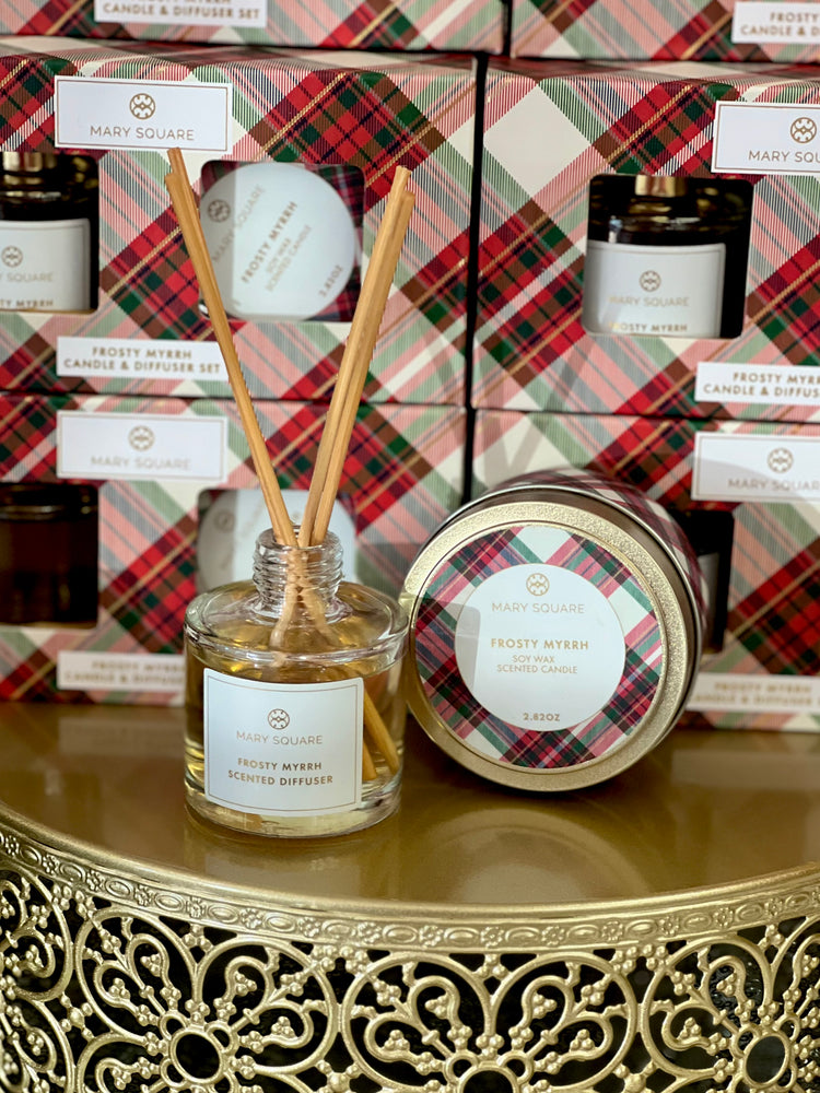 Frosty Myrrh Candle Reed Diffuser Set