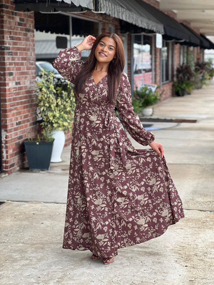 Chestnut Floral Print Maxi Dress