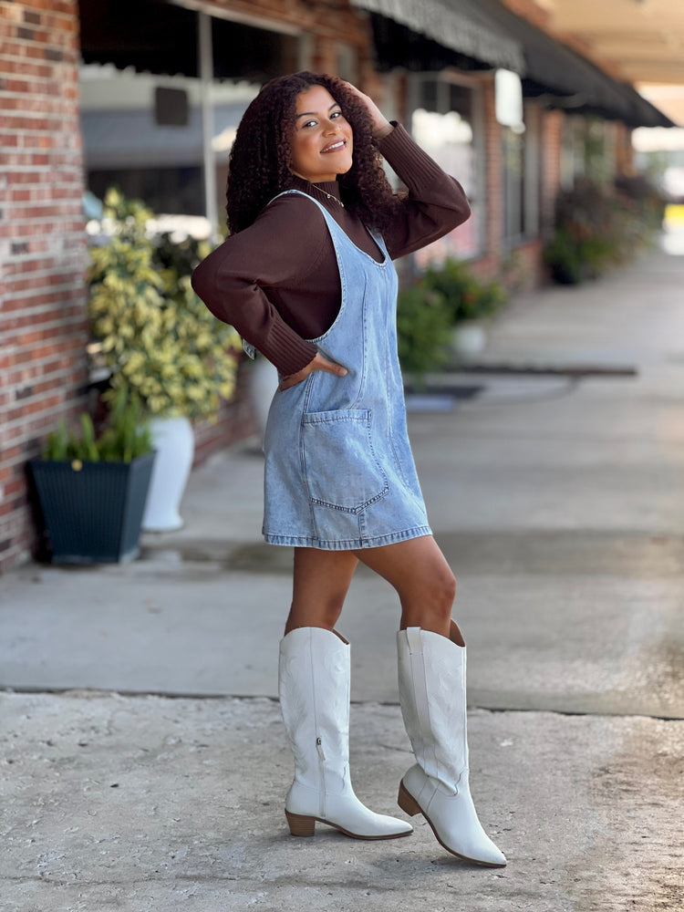 Denim Wash Overall Dress