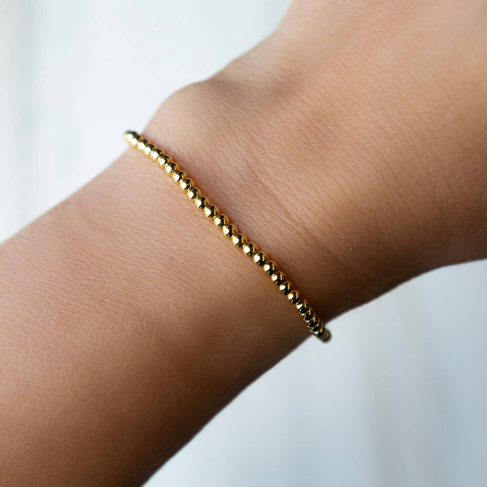 Gold Beaded Bracelets-3mm, Smooth