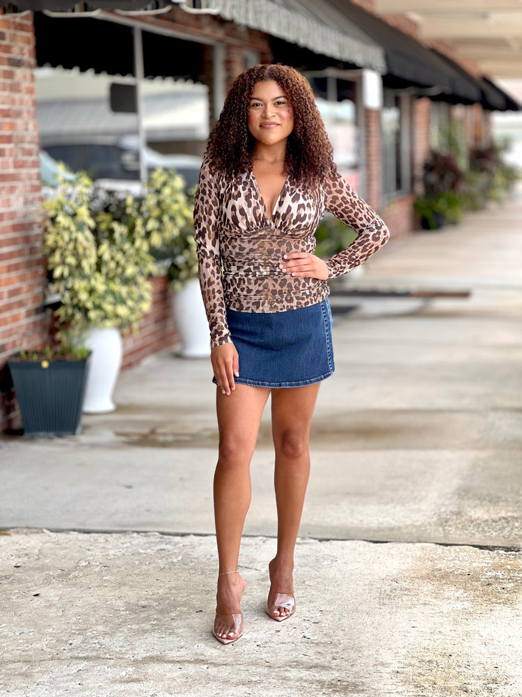 Leopard Mesh Top