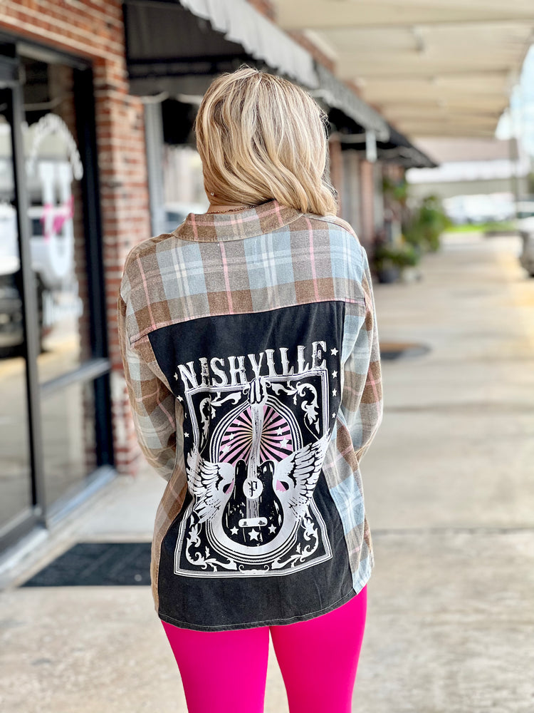 Nashville Flannel Blue, Pink & Brown