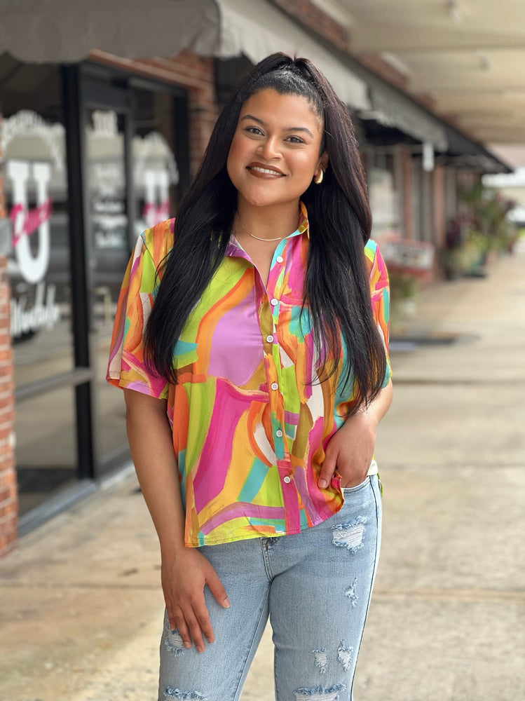 Colorful Printed Woven Top