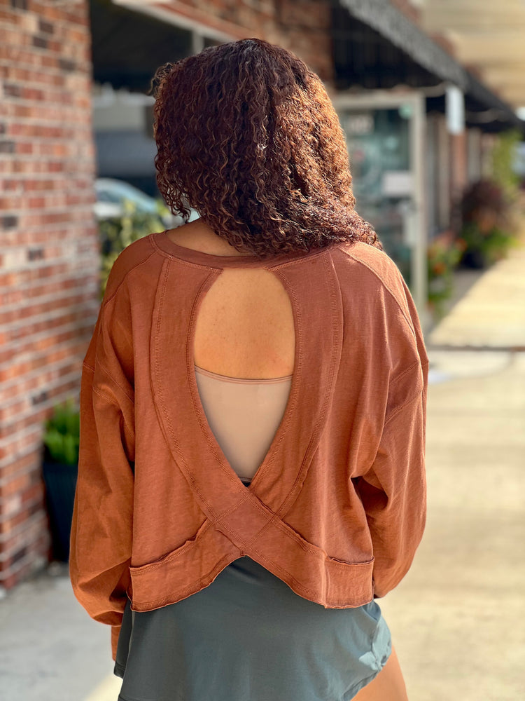 Autumn Open Back Long Sleeve Top