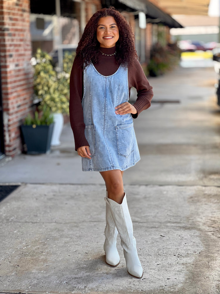 Denim Wash Overall Dress
